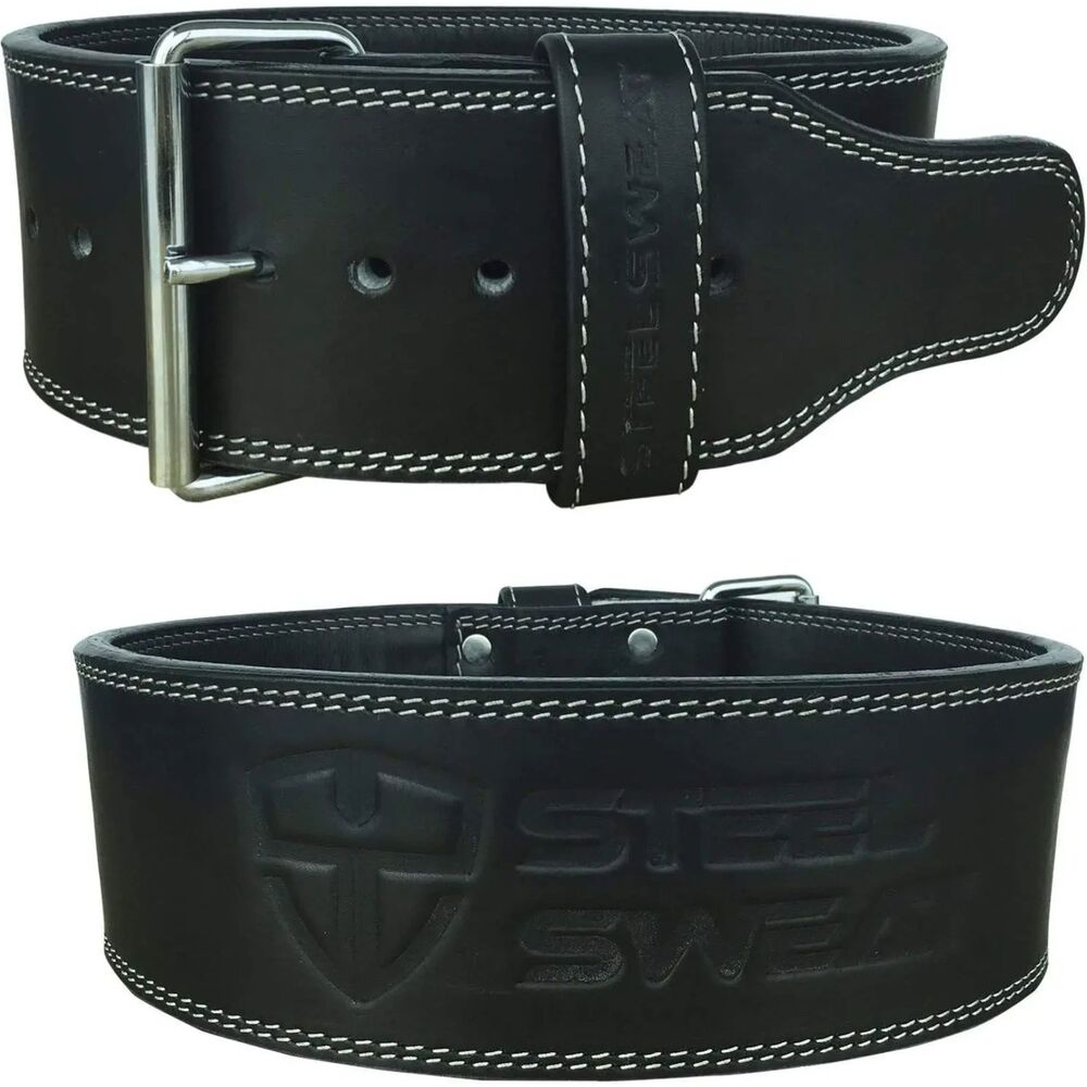 Steel Sweat 10mm Leather Powerlifting Belt 4" Weight Lifting Gym Black Gymcore